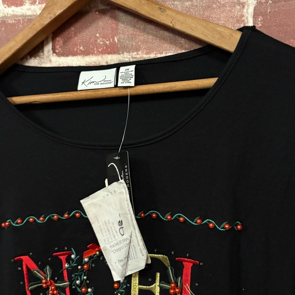 Kim Rogers Black Noel Embellished Top - Picture 4 of 5